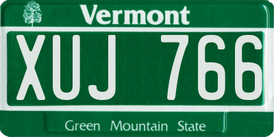 VT license plate XUJ766