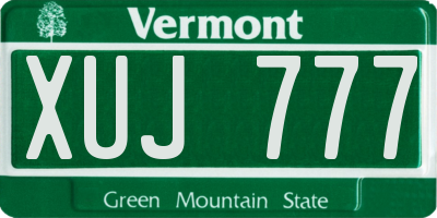 VT license plate XUJ777