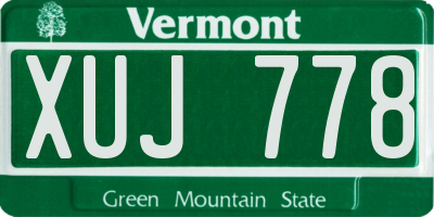 VT license plate XUJ778