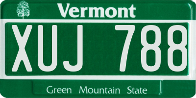 VT license plate XUJ788