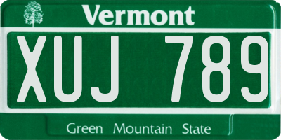 VT license plate XUJ789
