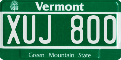 VT license plate XUJ800