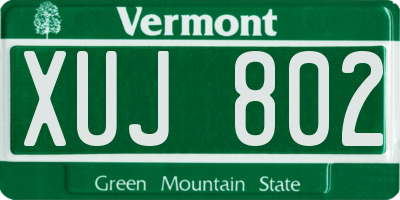 VT license plate XUJ802