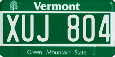 VT license plate XUJ804