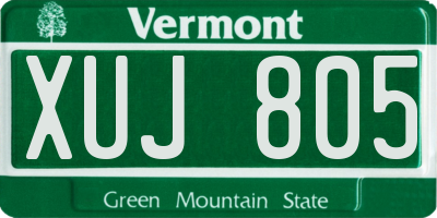 VT license plate XUJ805