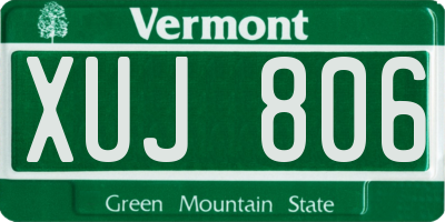 VT license plate XUJ806