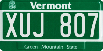 VT license plate XUJ807