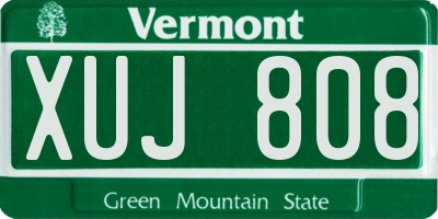 VT license plate XUJ808