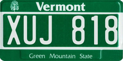 VT license plate XUJ818
