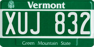 VT license plate XUJ832