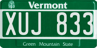 VT license plate XUJ833
