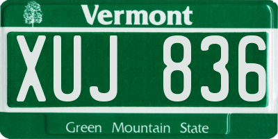 VT license plate XUJ836