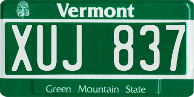 VT license plate XUJ837