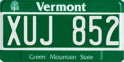 VT license plate XUJ852
