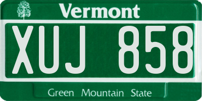 VT license plate XUJ858