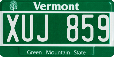 VT license plate XUJ859