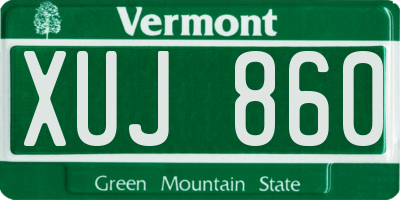 VT license plate XUJ860