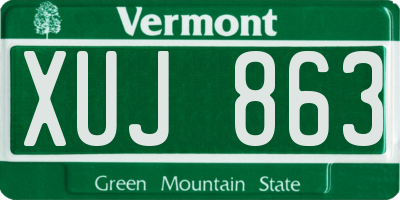 VT license plate XUJ863