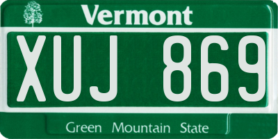 VT license plate XUJ869
