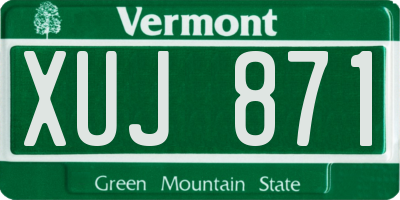 VT license plate XUJ871