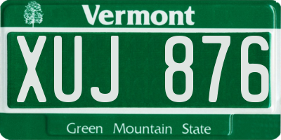 VT license plate XUJ876