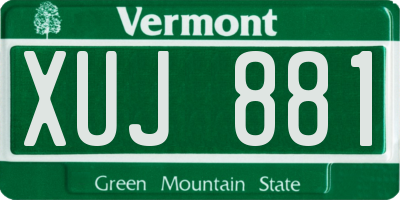 VT license plate XUJ881
