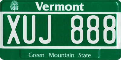 VT license plate XUJ888