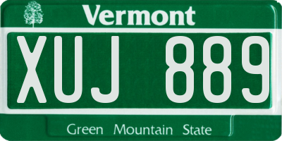 VT license plate XUJ889