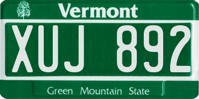 VT license plate XUJ892