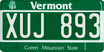 VT license plate XUJ893