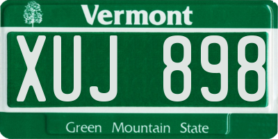 VT license plate XUJ898