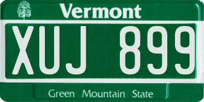 VT license plate XUJ899
