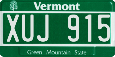 VT license plate XUJ915
