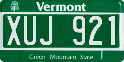 VT license plate XUJ921