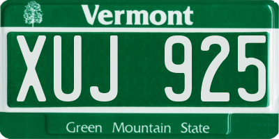 VT license plate XUJ925
