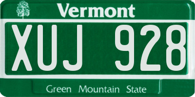 VT license plate XUJ928