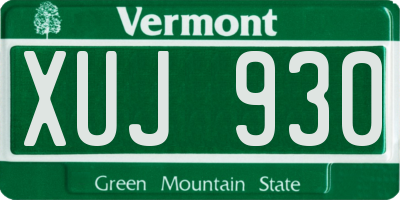 VT license plate XUJ930