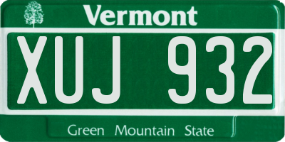 VT license plate XUJ932