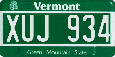 VT license plate XUJ934