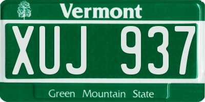 VT license plate XUJ937