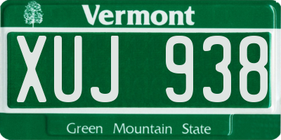 VT license plate XUJ938