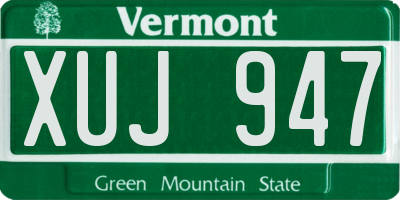 VT license plate XUJ947