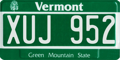 VT license plate XUJ952