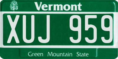 VT license plate XUJ959