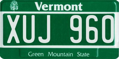 VT license plate XUJ960