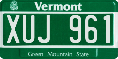 VT license plate XUJ961