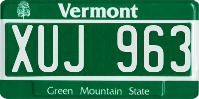 VT license plate XUJ963