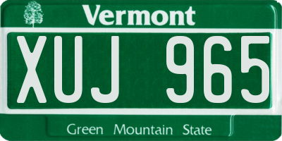 VT license plate XUJ965