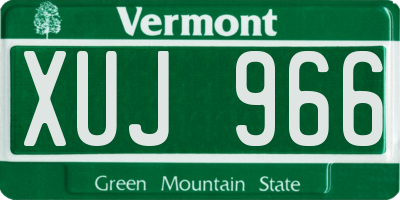 VT license plate XUJ966