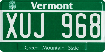VT license plate XUJ968